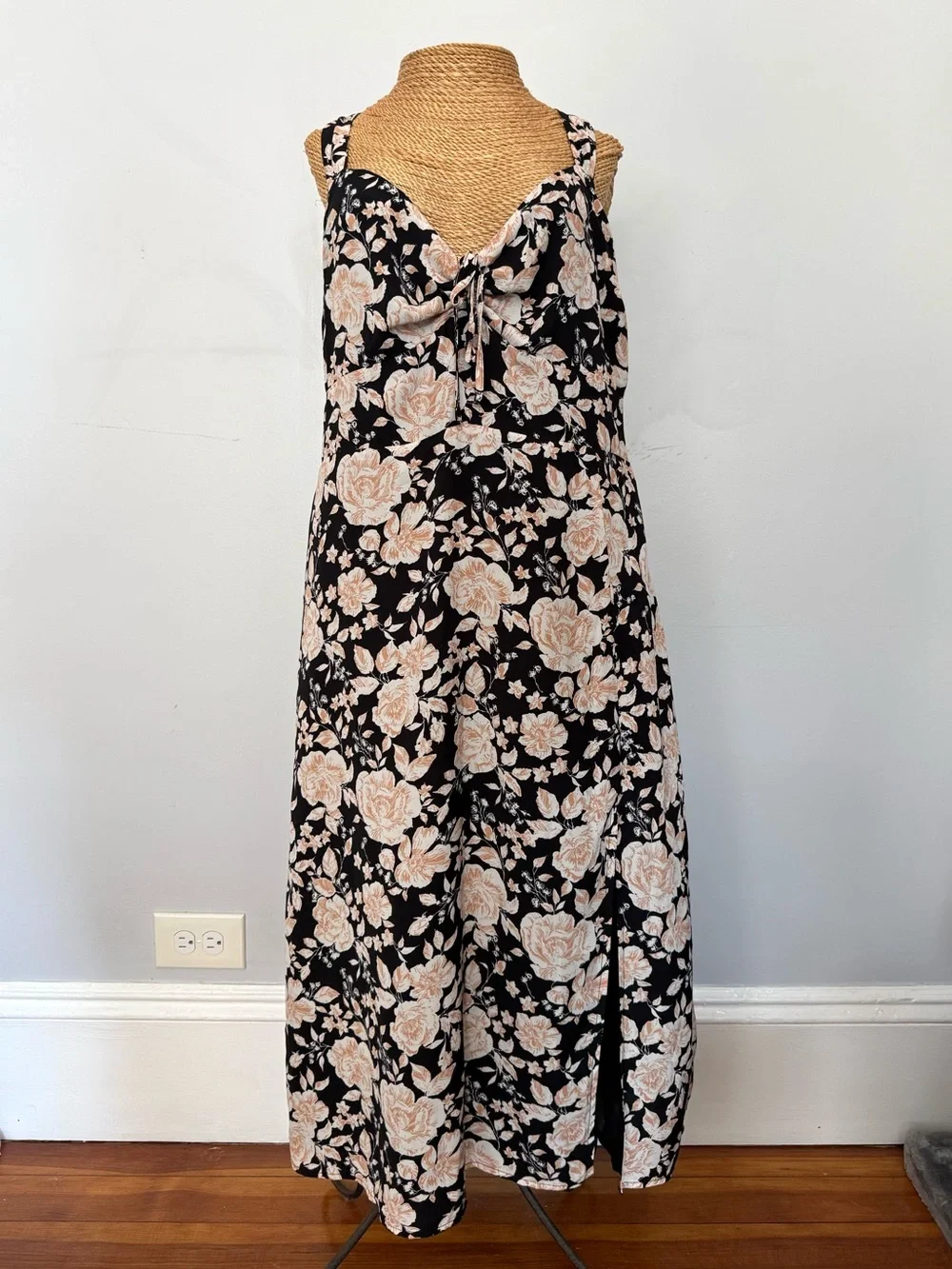 Abercrombie & Fitch Black Maxi Dress with Cream Floral Print